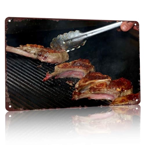 Grilled Lamb Chop Grill Scene Metal...