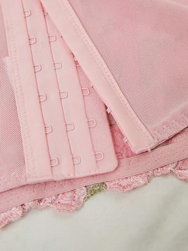 WDIRARA Women's Floral Embroidered Mesh Camisole Sheer Crop Top Tie Shoulder Sleeveless Bustier Corset Tops4