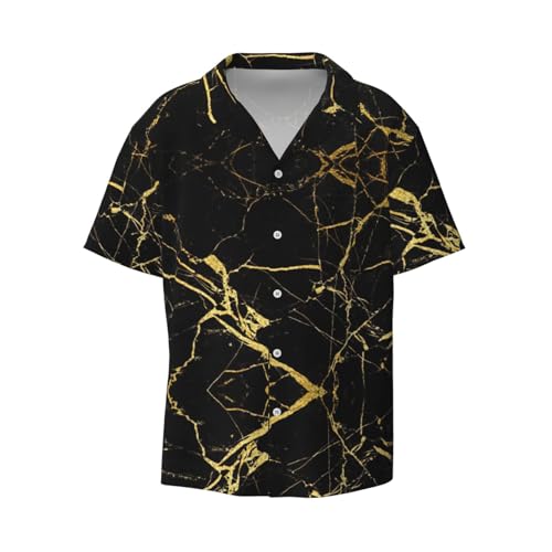 Chemise décontractée homme chic marbre noir or pour vos soirées d'été