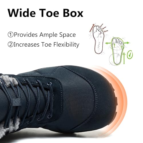 Image of Mens Womens Snow Boots Winter Barefoot Shoes Warm Fur Lined Short Ankle Booties Outdoor Anti-Slip Wide Toe Box Walking Winter Shoes