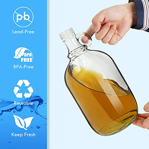 Desiyue 2 Pack 64Oz Glass Gallon Jugs With Handle And Black Plastic Lids, Half-Gallon, Glass Water Bottles, Glass Water Jug For Kombucha, Home Brew, Vanilla Extract, Beer, Soda, Milk, Cider (Clear) #TOP4