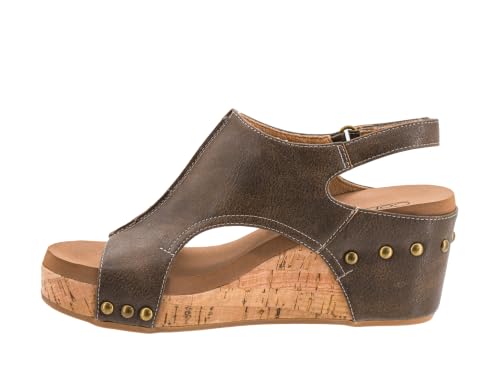 Image of Corkys Footwear Womens Carley Wedges, Featuring Corkys EVA Foam Cushioned Insoles, A 2.5 Inch Heel, Lightweight For All Day Wear, And Hook And Loop Closure