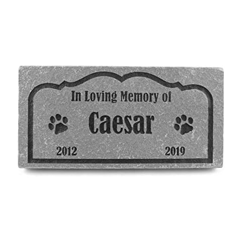 GraphicRocks Sandblast Engraved Grey Pet Memorial Stone Headstone Grave Marker for Pet Loss Dog Cat 6 inch x 12 inch Personalized with Pet Name and Years Cover