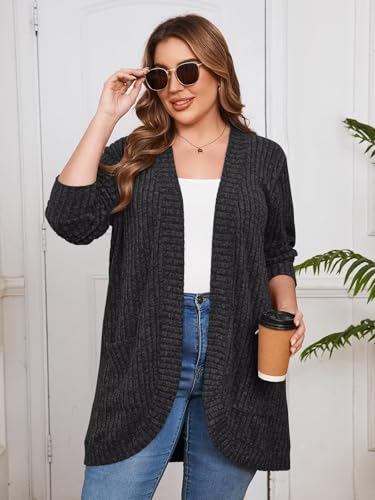 Image of BELAROI Women Plus Size Cardigan Sweater Fall Outfit
