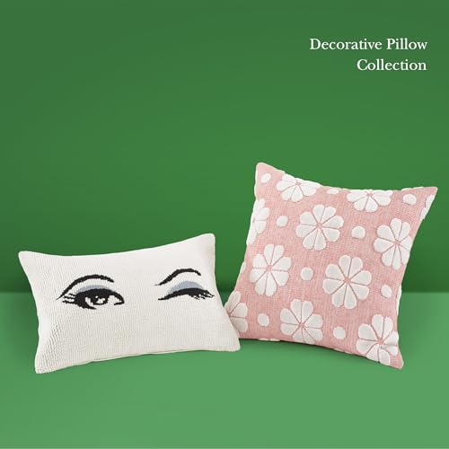 Image of kate spade new york Wink Decorative Pillow, 14 inch x 20 inch Throw Pillow for Bed or Sofa, Textured Cotton and Polyester Blend Cover, White