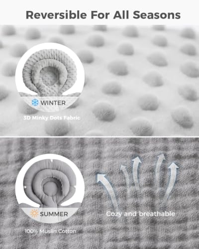 Image of TinlyFinly Infant Car Seat Insert Muslin Cotton Reversible, Gray