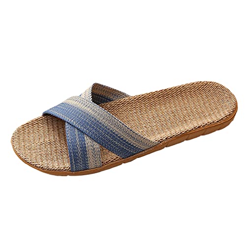 Ciabatte Uomo Lino, Antisudore, Leggere, Traspiranti, Unisex Pantofole da Casa Estivi Traspirante Pantofole Estate per Casa Comode Scarpe Estive Uomo Slip-on Scarpe da Spiaggia e Piscina