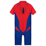 Marvel Kids Swimming Costume Summer Holiday Essentials for Kids Hulk Spiderman Childrens Swimwear 3-10 Years Short Sleeve Full Body Swimsuit Beachwear (Red/Blue Spiderman, 4-5 Years)