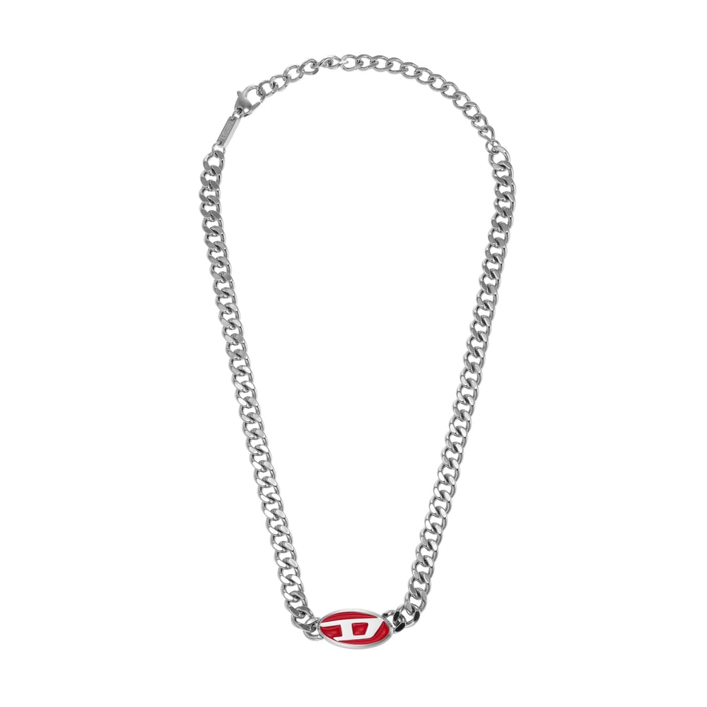 Diesel Mens Necklace, Stainless Steel Chain Necklace, Stainless Steel, No Gems