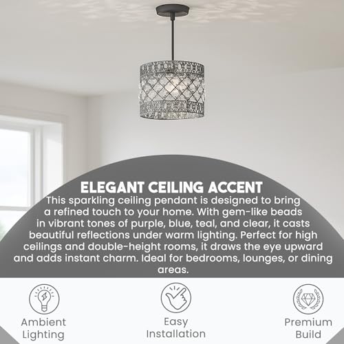 Moroccan Style Light Shade Acrylic Easy Fit Chandelier Shade | Ceiling Light Shade | Lamp Shade | Sicily Pendant Crystal Gems | Moda Lights for Living Room | Bedroom | Kitchen | Caravan | Camp (Clear) - Image 4