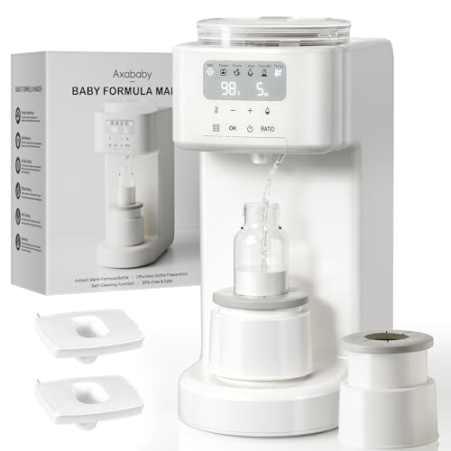 Image of Axababy Advanced Baby Formula Dispenser with Automatic Mix & Clean, Fast Formula Maker with Accurate Sensors, Instant Warm Water, Moisture-Proof, Fits Most Bottles & Formula, Dishwasher-Safe (White)