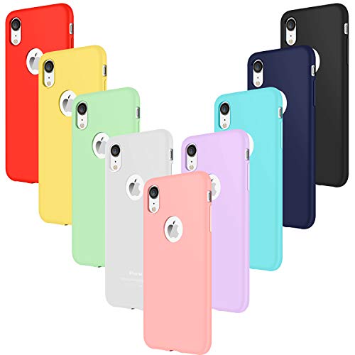 LeathLux 9 Pack Funda iPhone XR Silicona, Carcasa Ultra Fina TPU Gel Protector Flexible Cover Funda Compatible con iPhone XR