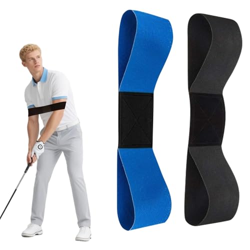 2Pcs Golf Swing Trainer Arm Bands Golf Training Aid for Right & Left Handed Golfers Arm Posture Correction Band for Beginners Improves Swing Plane Form and Consistency Adjustable Design