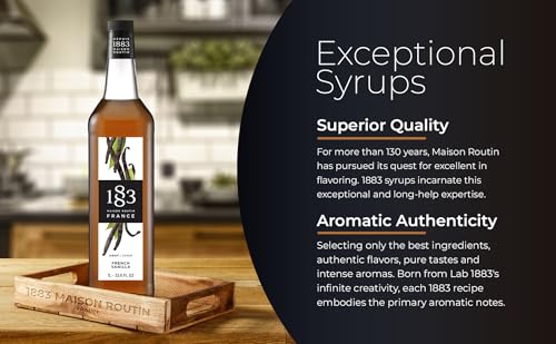 Image of 1883 French Vanilla Syrup for Drinks, Made in France, 1 Liter Glass Bottle