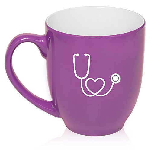 Taza grande bistro 16 oz violeta cerámica miniatura 1