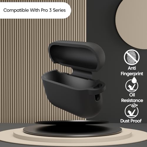 Image of Sounce Earphone Case Cover Compatible with Airpods Pro 3 / 3rd Generation TWS Soft Silicone Skin Case Cover Shock Absorbing Protective Case with Keychain [Front LED Visible] - Black