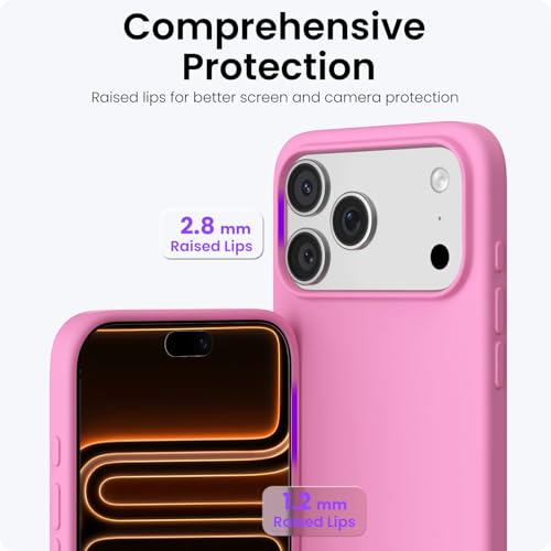 Image of ORNARTO Compatible with iPhone 17 Pro Max Case 6.9 inch, Slim Liquid Silicone 3 Layers Soft Gel Rubber Shockproof Protective Cover with Anti-Scratch Microfiber Lining-Peach Pink