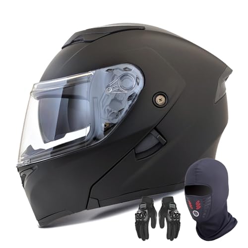 GNIUBBDB Casque de Moto modulaire intégral pour Adultes Hommes et Femmes Casque de Moto Rabattable homologué ECE avec Double Pare-Soleil A-1,XXXL (65cm)