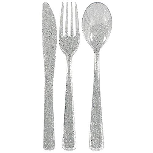 Amscan Glitter Cutlery Assorted Party Supplies, Multicolor