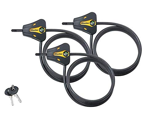Master Lock - Keyed Alike Trail Camera Python Adjustable Cable Locks w/6 Keys, 8419KA-3