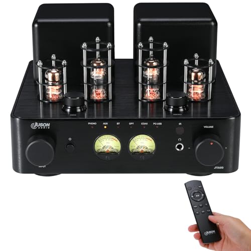 Juson Audio JTA50 2025 Amplificateur à Tubes 130 W amp Hi-FI d'entrée de Gamme avec BT 5.0, télécommande, AUX, coaxial, Phono et entrée USB, Sortie...