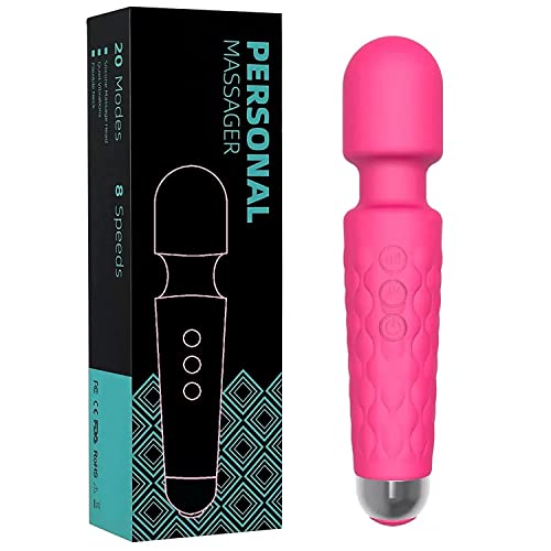 Waterproof Rechargeable Personal Body Massager for Women | Cordless Handheld Wand with 20 Vibration Modes & 8 Speed Patterns | Perfect for Pain Relief Massag (Pink)