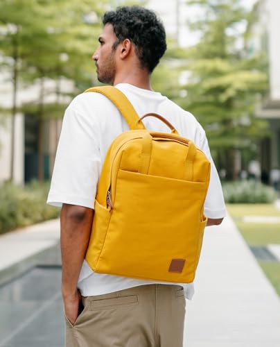 Image of DailyObjects Field Daypack Casual backpack fits upto 14 inch inch laptop with Luggage Sleeve| Unisex Travel Backpack | Made of Durable Canvas Material | Zippered Compartments with Pockets