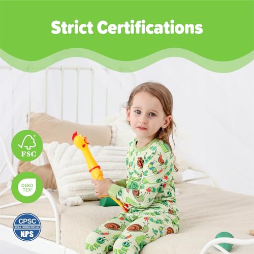 Image of Kids 2-Piece Soft Bamboo Viscose Clothing Set, Long Sleeve Top & Pants, Everyday Outfit for Toddler Boys & Girls