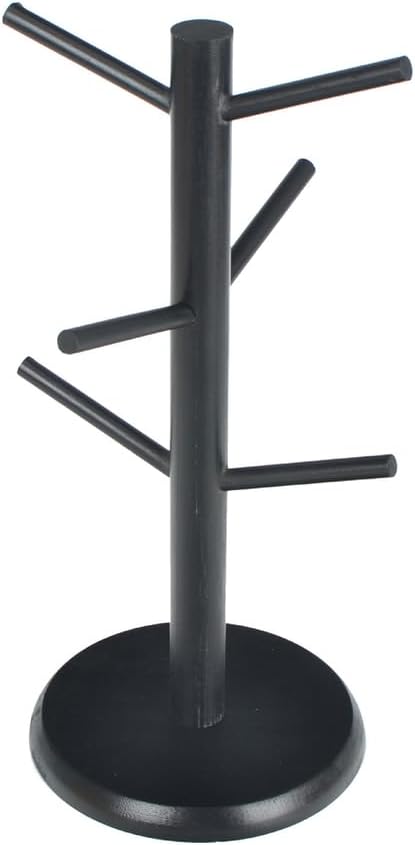 Mug Holder Tree, Coffee Cup Holder, Bamboo Mug Tree for Counter, Coffee Mug Rack Dryer with 6 Hooks,B