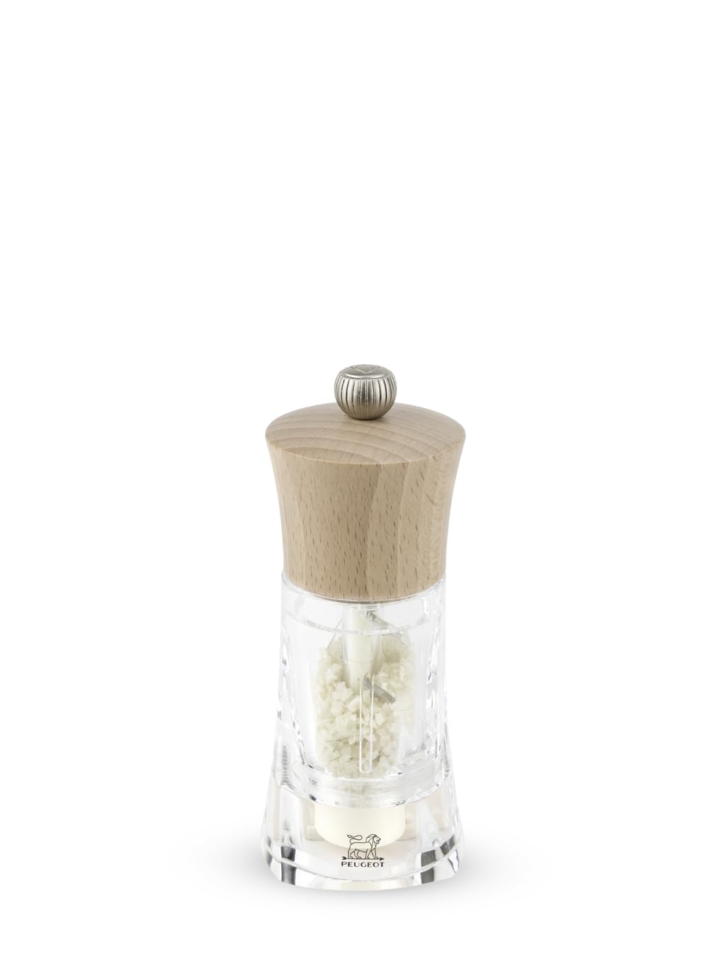 Peugeot - Oléron 14 cm Salt Mill - Classic Grind System - Zirlion Mechanism for Celtic Salt in Zirconia - Powdered Salt Innovation - PEFC-Certified Wood and Acrylic - Natural Finish
