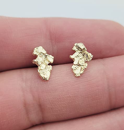 10k Yellow Gold Small Nugget Earrings4