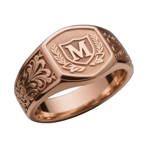 DOVRAN 10K/14K/18K Gold Initial Ring for Men Solid Yellow Gold Personalized Rings Custom Jewelry Birthday Gifts for Father Husband Friends3