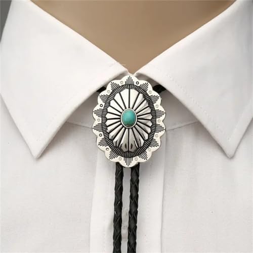 Image of Jeilwiy Bolo Tie for Men Western Cowboy Tie Necklace Gold Bolo Tie Leather Necktie Halloween Tie Accessories for Women