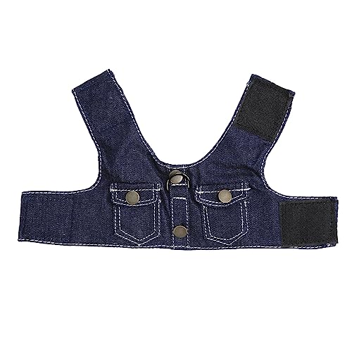 Hundegeschirr aus Denim, Welpengeschirr aus weichem Mesh mit Nylonleine für kleine Hunde und Katzen (L)