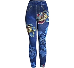 KMystic Women's Denim Print Fake Jeans Leggings (Army) at