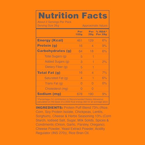 Image of Taali Jowar & Protein Puffs | 60 gm (Pack of 12) | Cheese & Herbs | Healthy Roasted Tasty Snacks, Ready to eat | 100% Veg., Gluten free products, No Cholesterol, No Trans-Fat