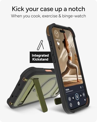 Image of ZAGG Rainier Case with Kickstand for iPhone Air - Green Sea Kelp, Graphene 22ft (7m) Drop Protection, Lanyard Attach Points, MagSafe, Wireless Charging Compatible, 2-Piece Design, Phone Case