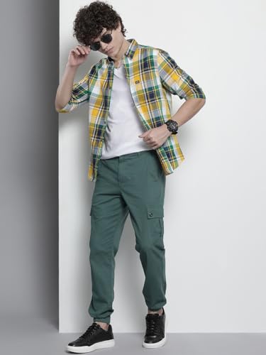 Image of The Indian Garage Co Men Regular Fit Checkered Full Sleeves Cutaway Collar Casual Shirt