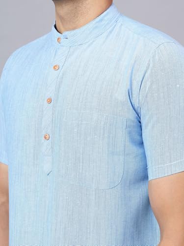 Image of LATEST CHIKAN Men's Cotton Regular Casual Strped Short Kurta Half Sleeves - (SK-LJ.DS.AS)