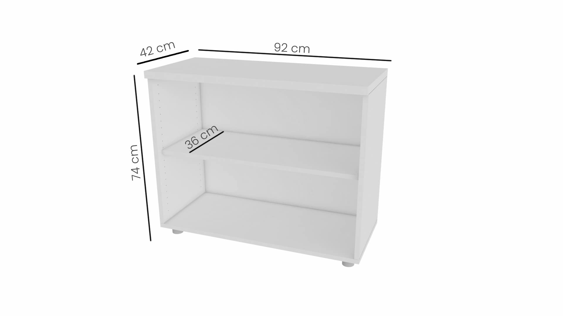 Euromof Armario de Oficina, Bajo, Diafano, 92x42x74 cm. Color Blanco.