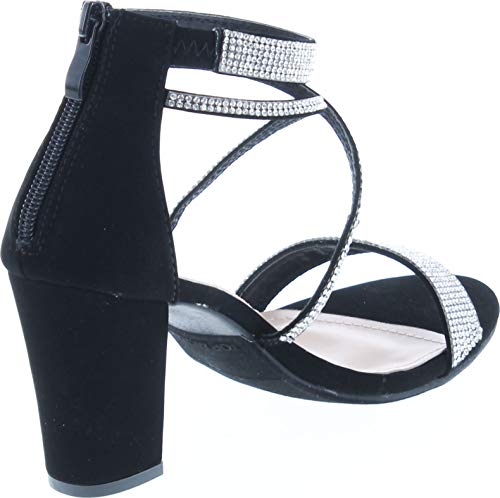 Top Moda Dressy/Formal Sandals High Heel Ankle Strap Open Toe Sandals,Black,8.5 #TOP5