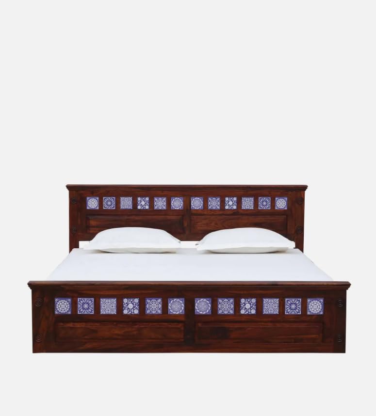 Image of Solid Sheesham Wood King Size Bed Wooden Dreamy Nights Bed for Bedroom and Home Furniture | Without Storage | Double Bed (Mahogany, King)