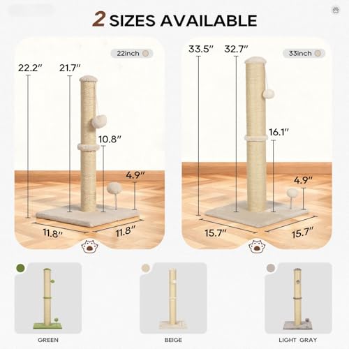Rascador para gatos Dkelincs torre beige 33 pulgadas miniatura 2
