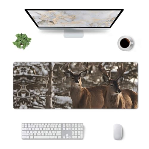 Tapis de souris de jeu cerf beauté grand format 80x30cm antidérapant pour bureau - 4