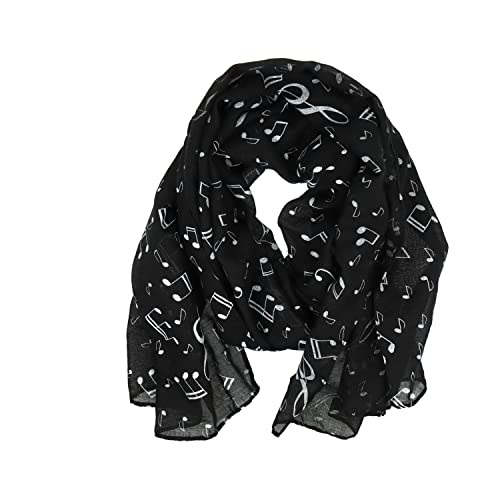 mugesh Cachecol com design de partituras - bonito presente para músicos, Preto