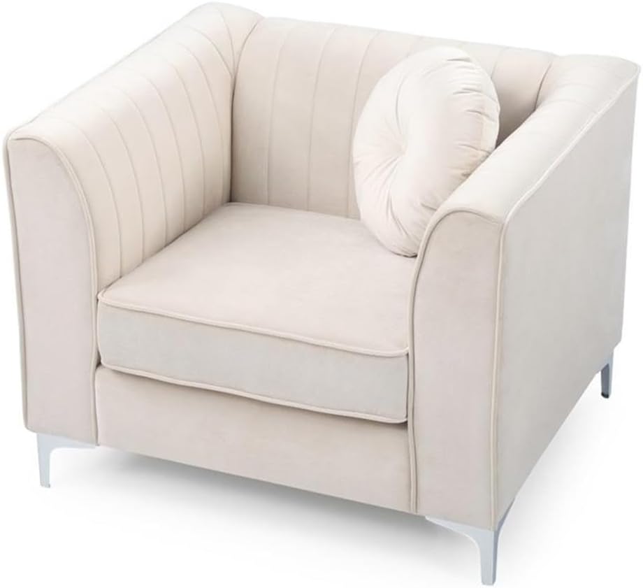 Glory Furniture Delray Velvet Chair in Ivory