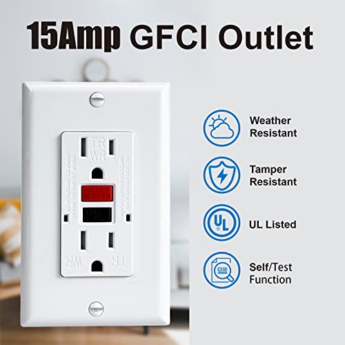 Omeenet 15 Amp Gfci Outlet, Tamper Resistant, Weather Resistant, Self Test Gfi Receptacle, 15Amp Ground Fault Circuit Interrupter Outlet For Indoor Or Outdoor Use, Ul Listed(5 Pack) #TOP1