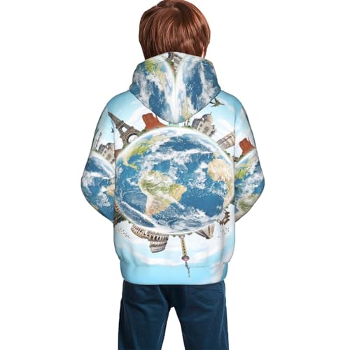 World Travel Kid Hoodies Boys Sweatshirts Girls Pullover with Pocket4