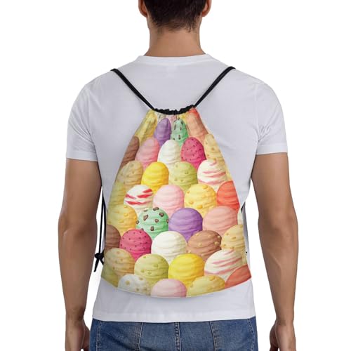 Ice Cream Print Drawstring Bags,Gym Sport Sack Drawstring Bag Suitable for sport Swimming Travel.2