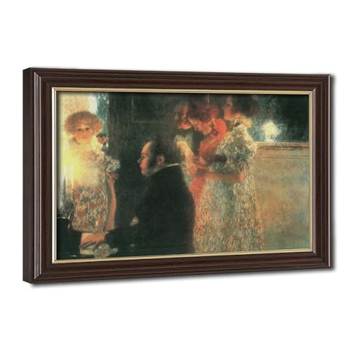 Impression sur toile Schubert au piano Klimt avec cadre en bois suspendu
